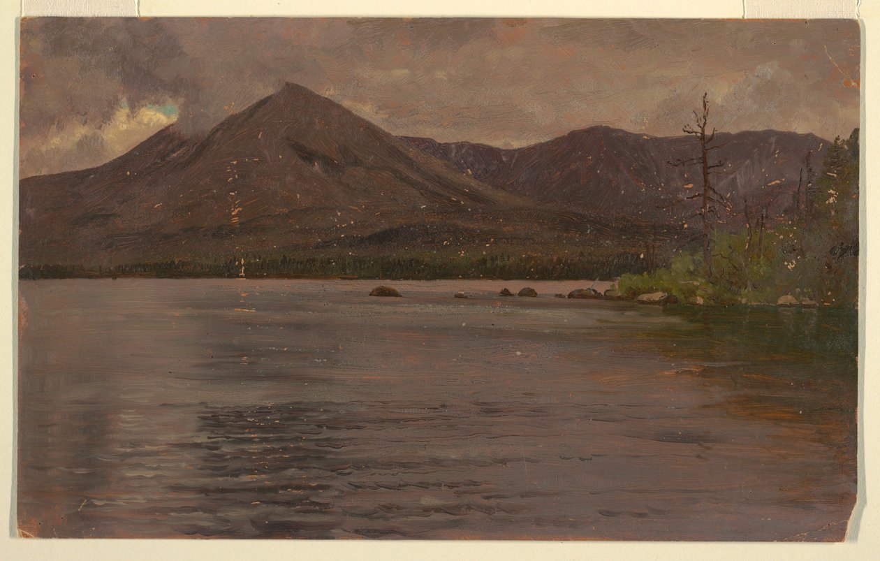 Teckning, Mt. Katahdin, från Lake Katahdin, 1877 av Frederic Edwin Church