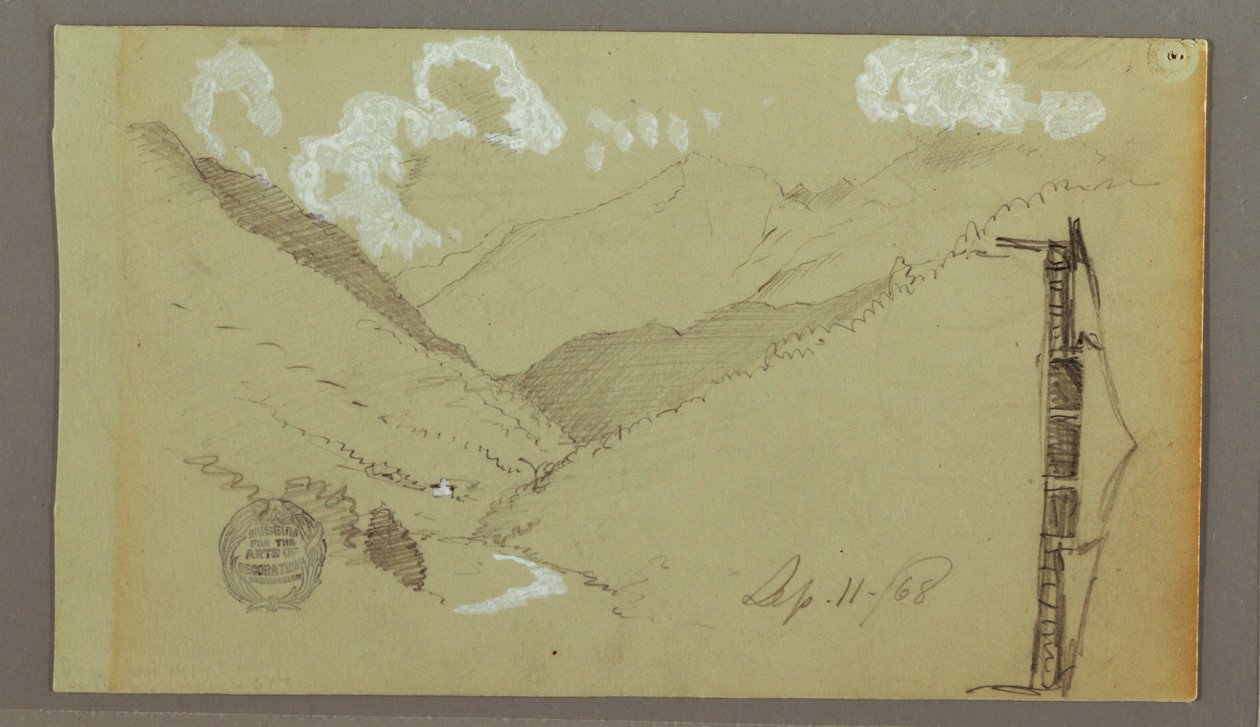 Ritning, Smala dalen, byggnad, 11 september 1803 av Frederic Edwin Church