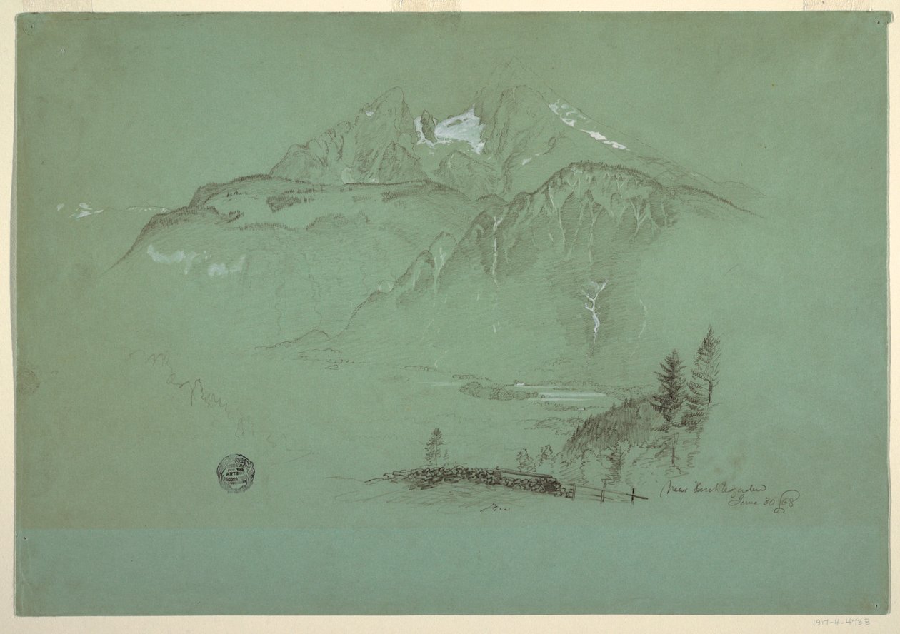 Teckning, nära Berchtesgaden, Bayern, 30 juni 1868 av Frederic Edwin Church