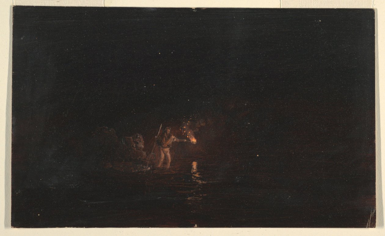 Teckning, Nattlig fiskescen, 1868-69 av Frederic Edwin Church