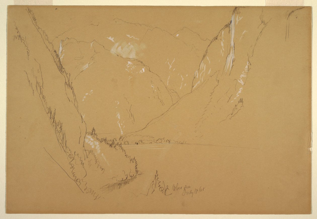 Ritning, "Obersee", nära Berchtesgarden, Bayern, 17 juli 1868 av Frederic Edwin Church