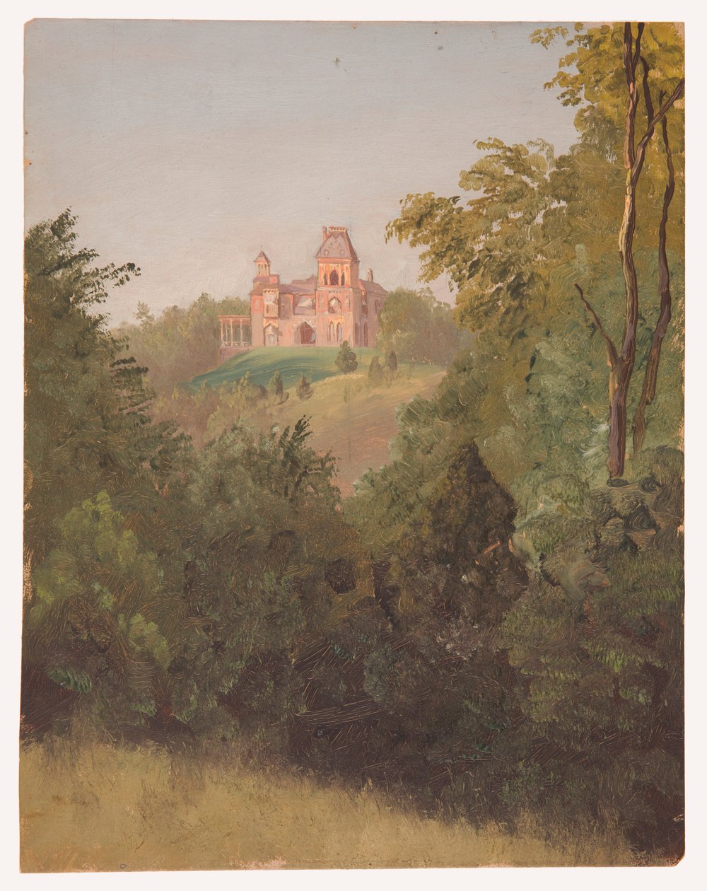 Teckning, Olana från sydväst, ca 1872 av Frederic Edwin Church