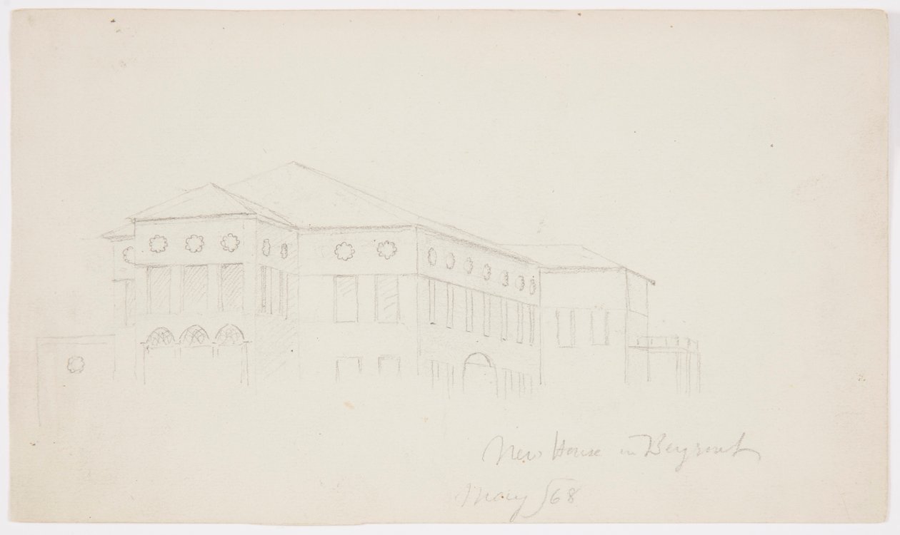Ritning, gammalt hus, Beirut, 1868 av Frederic Edwin Church