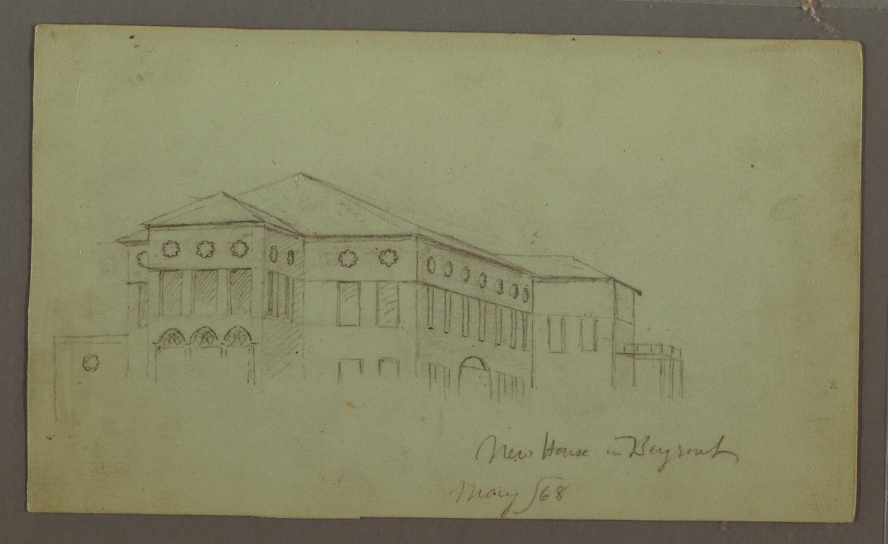 Ritning, gammalt hus, Beirut, 1868 av Frederic Edwin Church