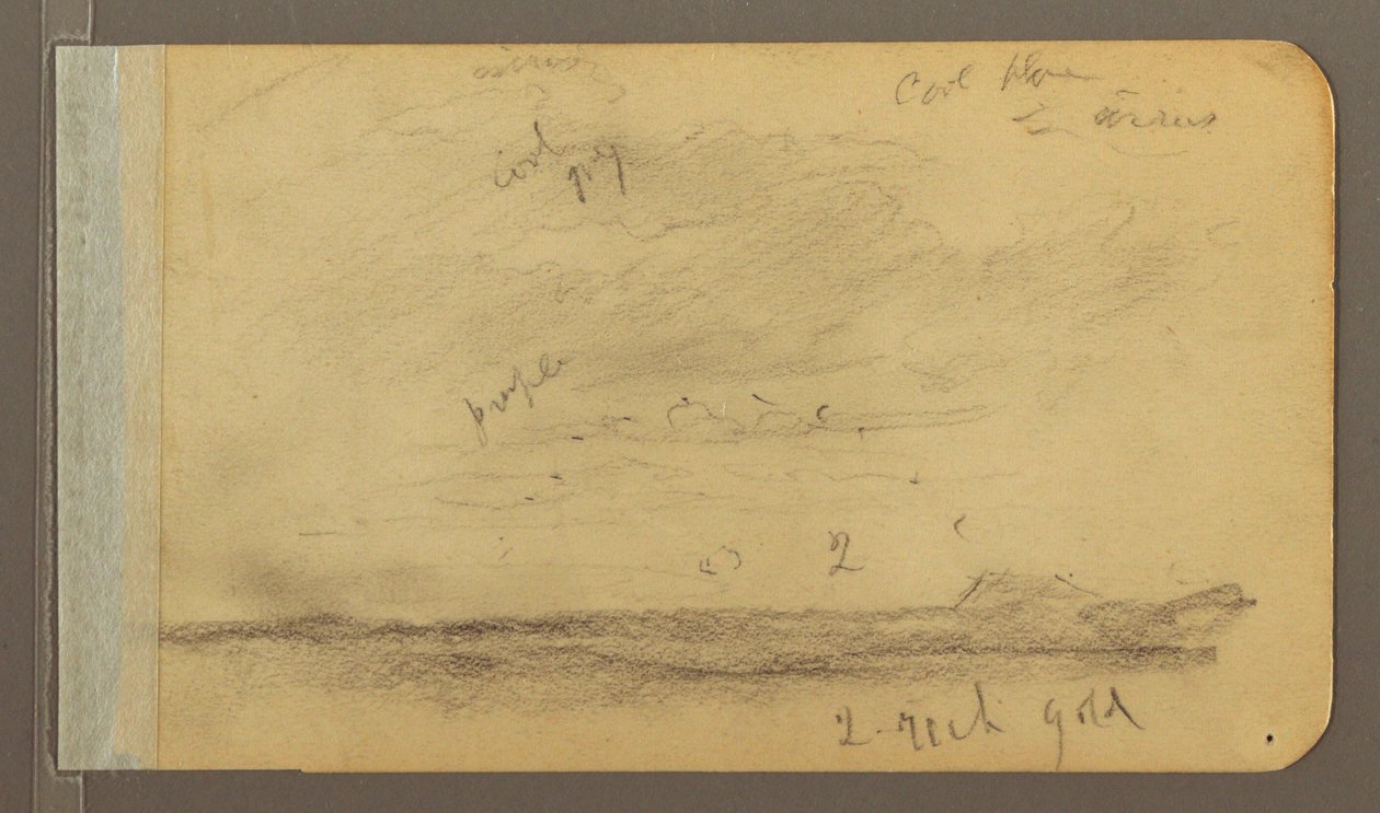 Teckning, Orizaba; Verso: Molnig himmel, hustak, 1889 av Frederic Edwin Church