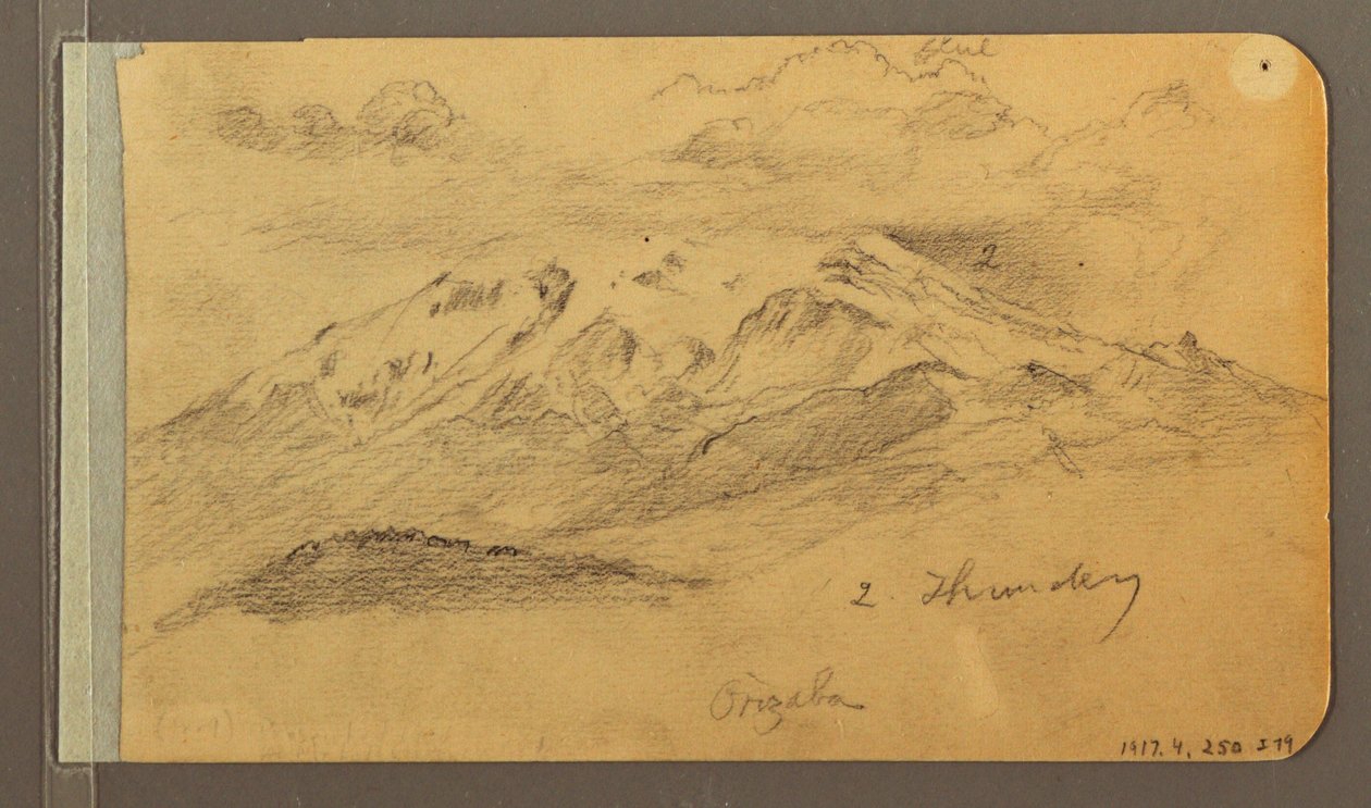 Teckning, Orizaba; Verso: Molnig himmel, hustak, 1889 av Frederic Edwin Church