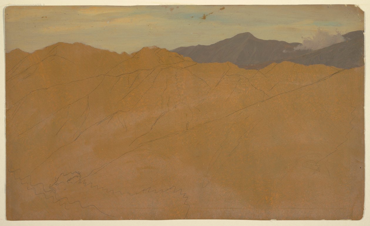 Teckning, Palmer och hustak, Ecuador, maj 1857 av Frederic Edwin Church