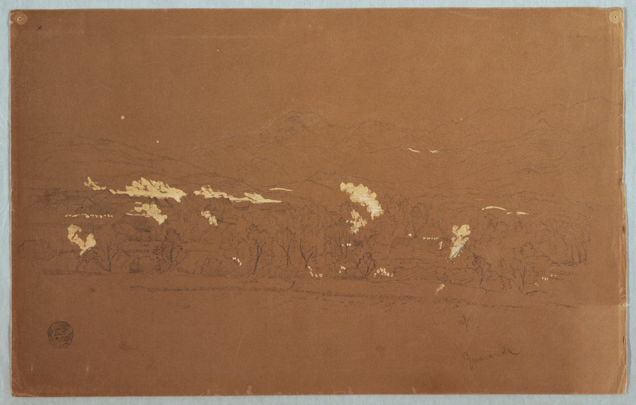 Ritning, partiell vy över Guaranda, Ecuador, 3 juni 1857 av Frederic Edwin Church