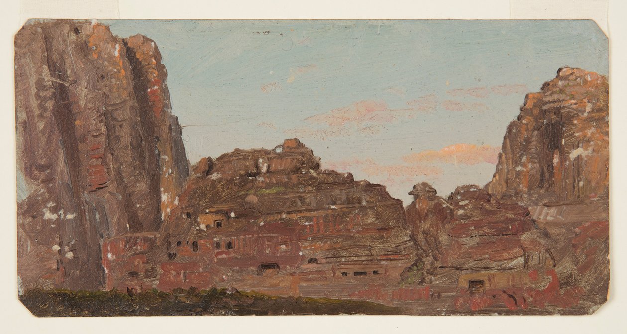 Ritning, Petra, Khirbet en-Nasara klippkammare, februari 1868 av Frederic Edwin Church
