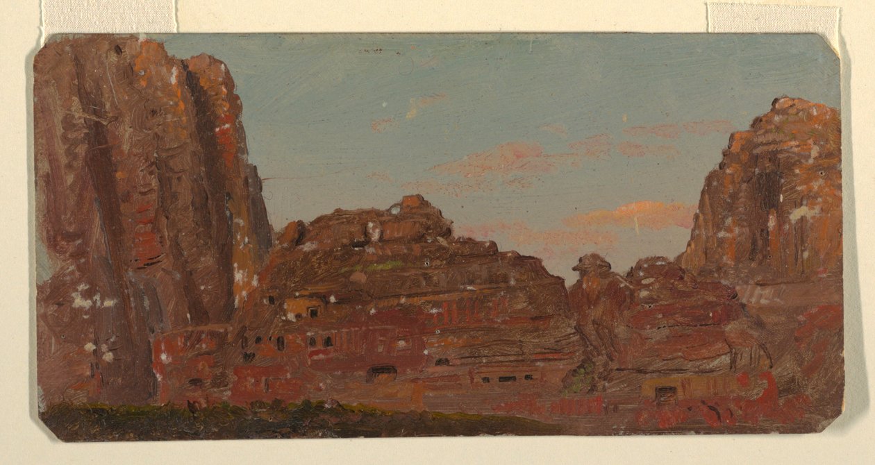 Ritning, Petra, Khirbet en-Nasara klippkammare, februari 1868 av Frederic Edwin Church