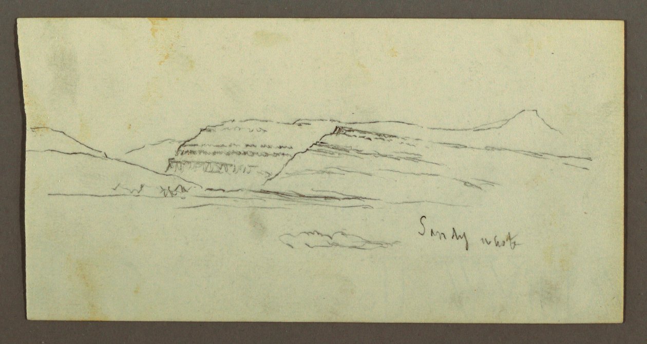 Teckning, Slätt och bergskedja, möjligen 1868 av Frederic Edwin Church