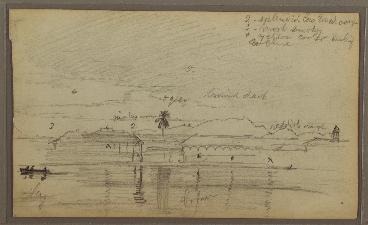 Teckning, Flodlandskap, 1857 av Frederic Edwin Church