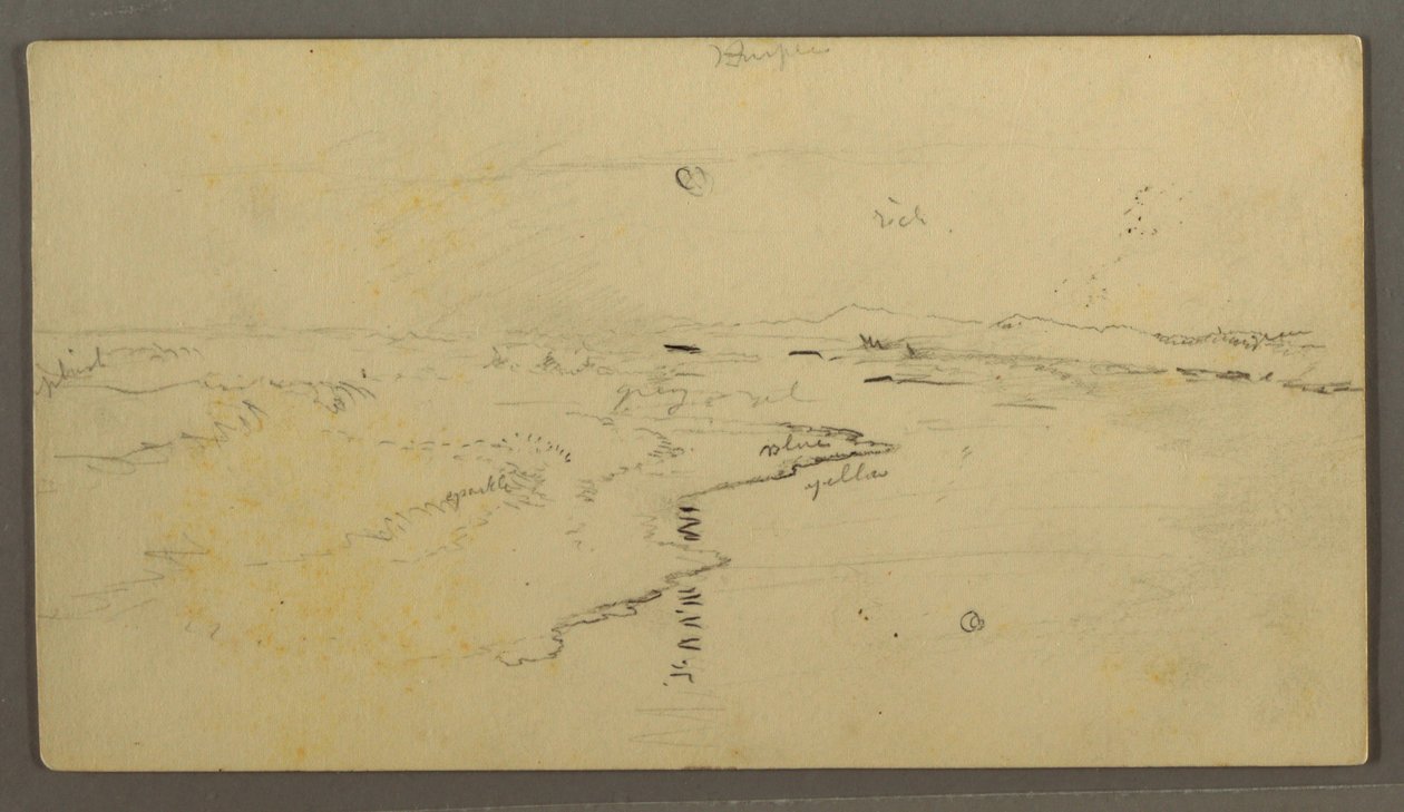 Ritning, flod, reflekterad måne, 14 juni 1870 av Frederic Edwin Church