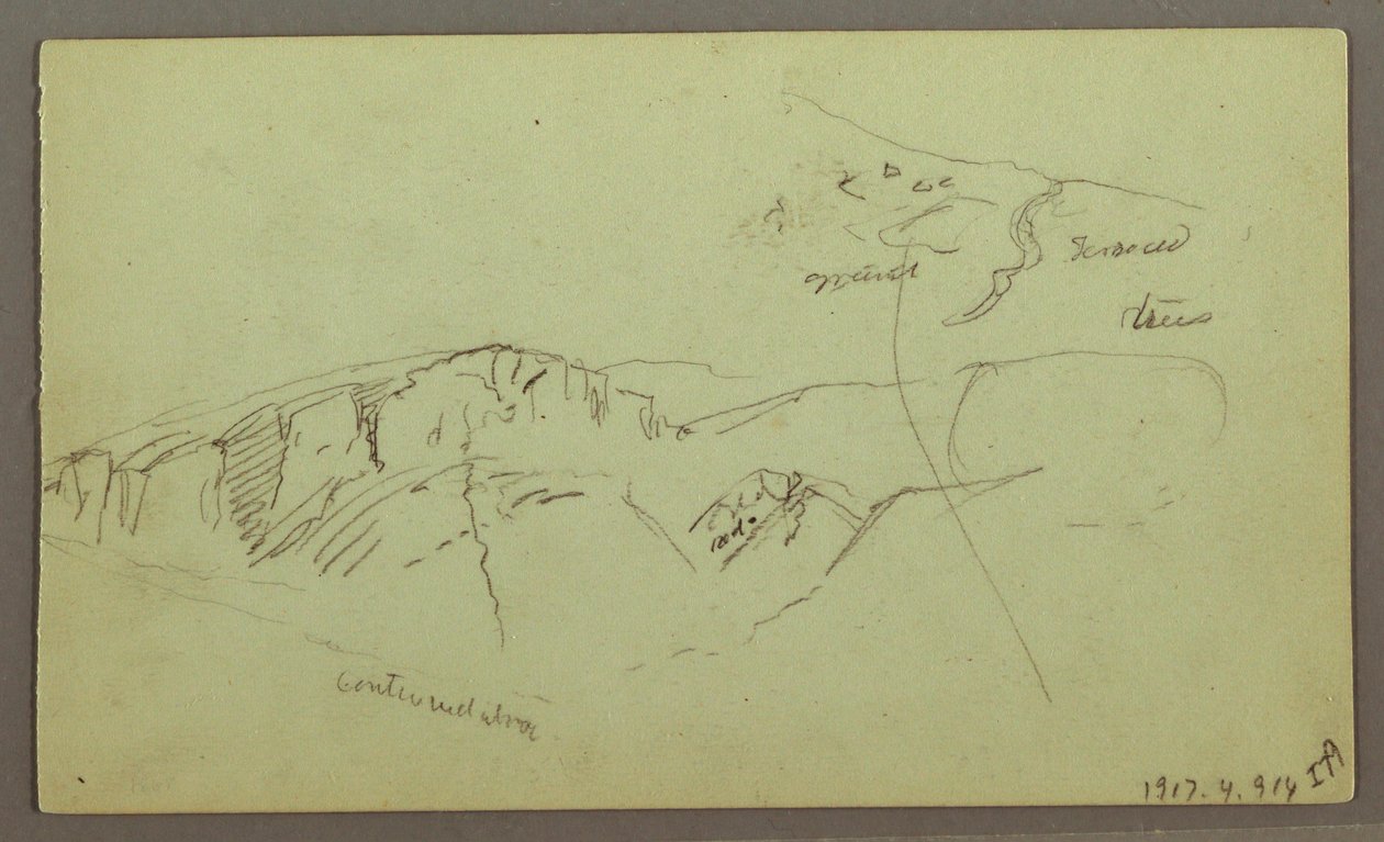 Teckning, Rocky Mountaintops, möjligen 1868 av Frederic Edwin Church