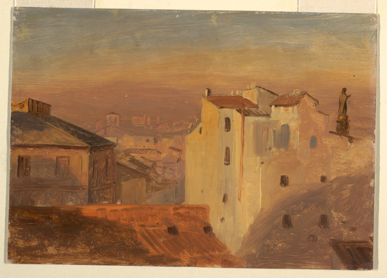 Teckning, hustak, Rom, Italien, 1868-69 av Frederic Edwin Church