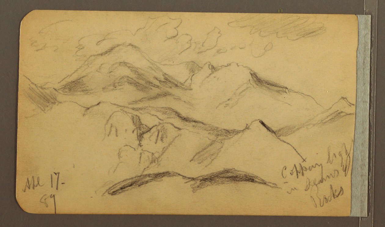 Teckning, Klippiga berg, 17 april 1889 av Frederic Edwin Church