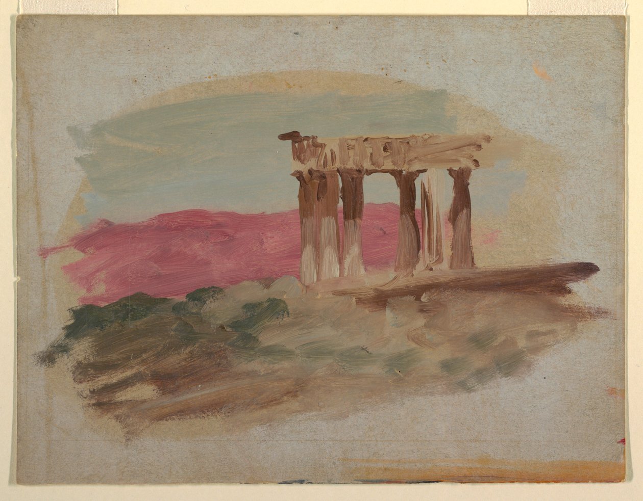Ritning, Ruinerna av det doriska templet, Korinth, 1869 av Frederic Edwin Church