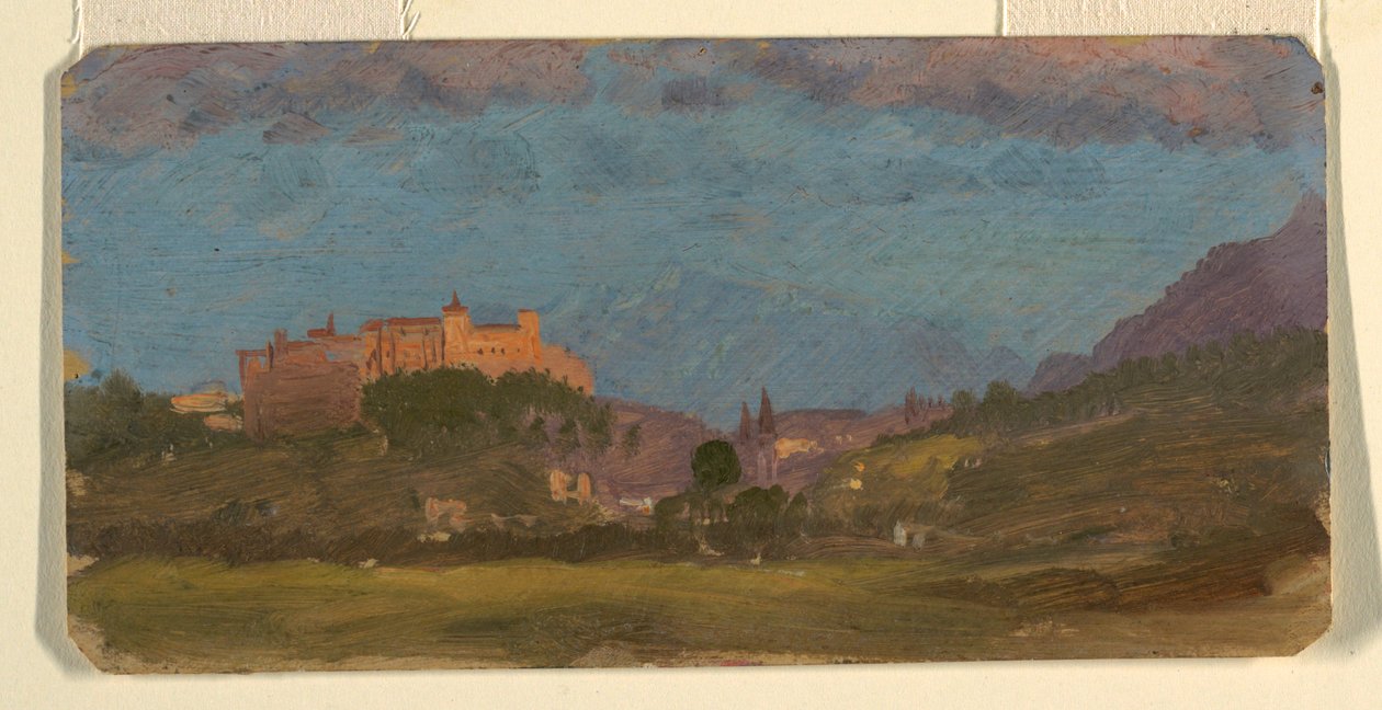 Teckning, Salzburg, Österrike från öster, juli 1868 av Frederic Edwin Church