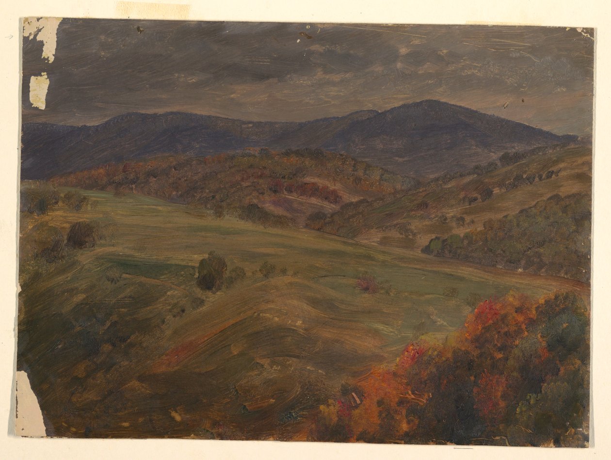 Teckning, scen i Catskills, 1870-80 av Frederic Edwin Church