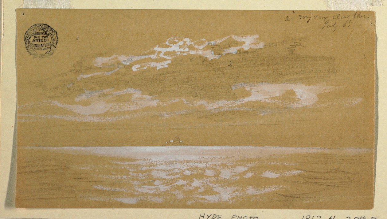 Teckning, Havslandskap, Newfoundland, 6 juli 1859 av Frederic Edwin Church