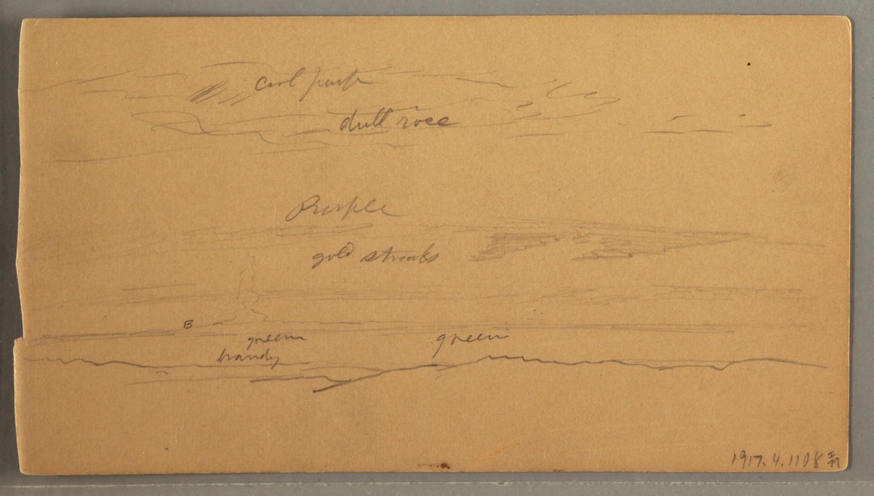 Teckning, Skarpa bergstoppar, molnig himmel, juni 1874 av Frederic Edwin Church