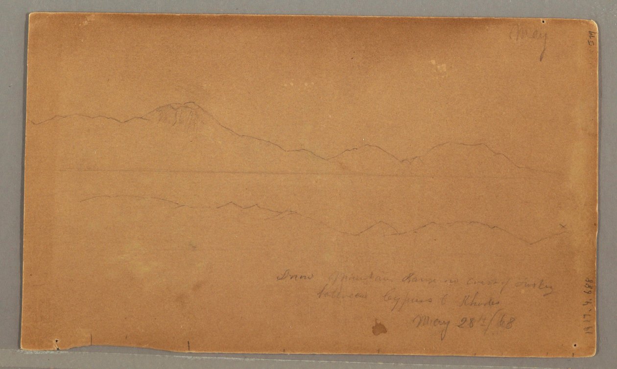 Ritning, Sidovy av byggnad, fönster, 29 maj 1868 av Frederic Edwin Church