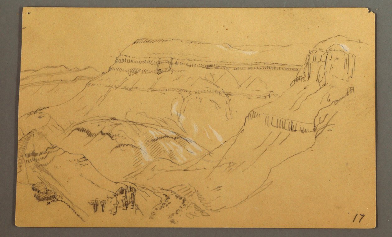 Teckning, Skisser, El Yemen-dalen, "Arabia", möjligen 1868, 20 februari av Frederic Edwin Church