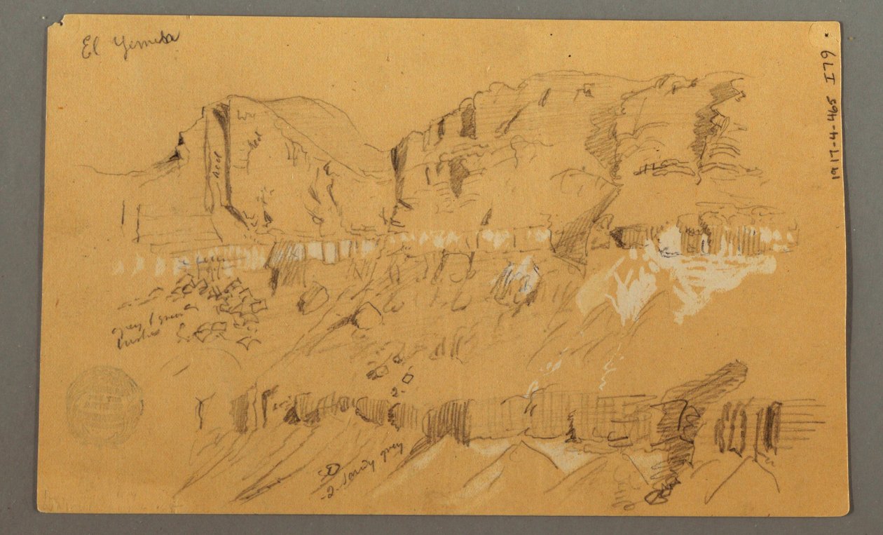 Teckning, Skisser, El Yemen-dalen, "Arabia", möjligen 1868, 20 februari av Frederic Edwin Church