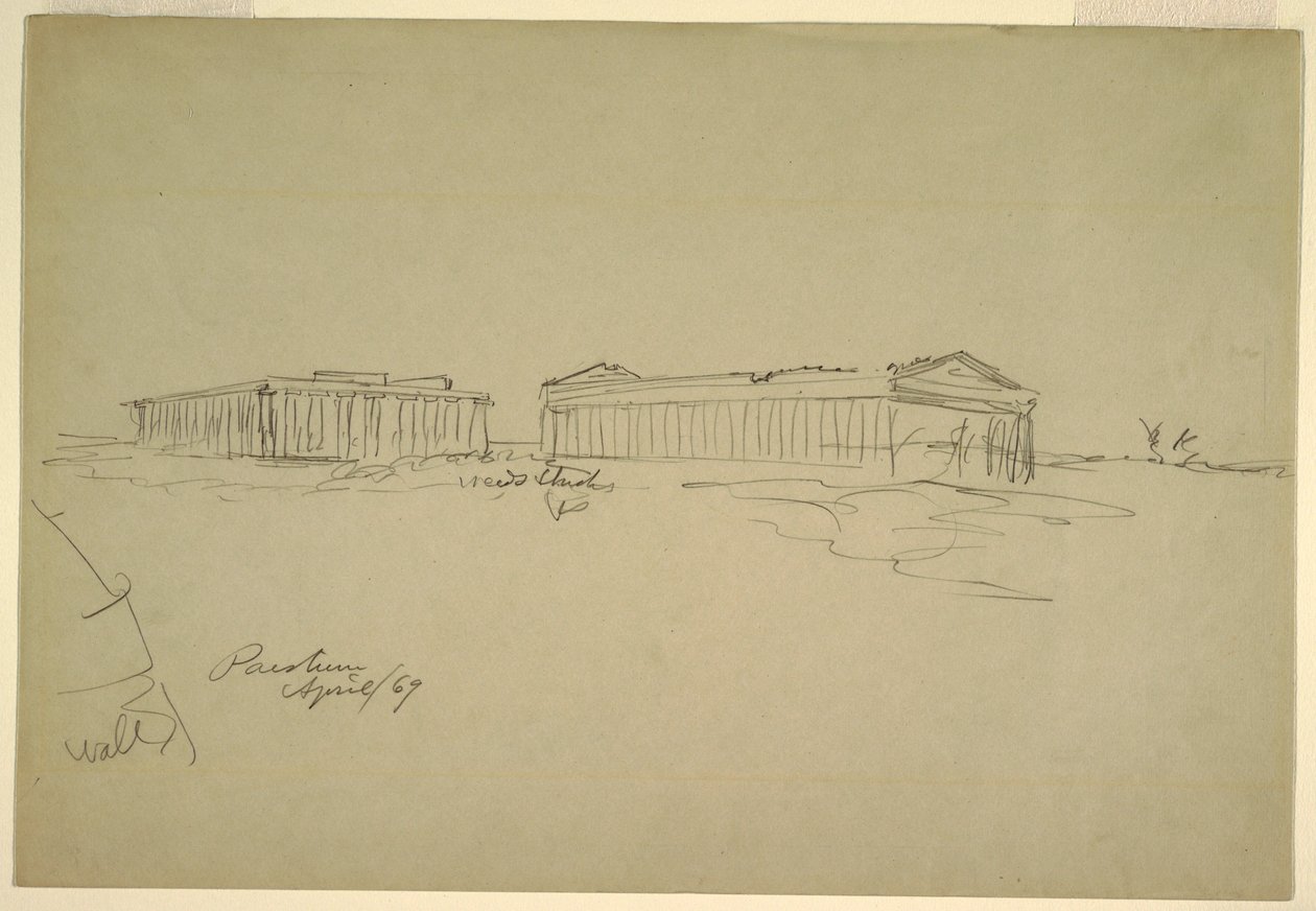 Teckning, Skisser, Paestum, Syditalien, april 1869 av Frederic Edwin Church