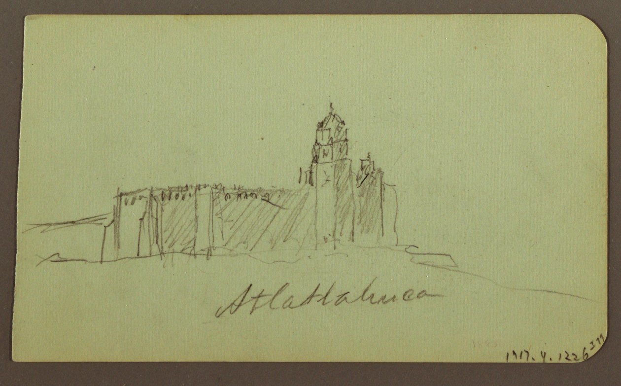 Teckning, Skisser från Patzcuaro; Verso: Kyrka,Atlatahuca, 1883 av Frederic Edwin Church