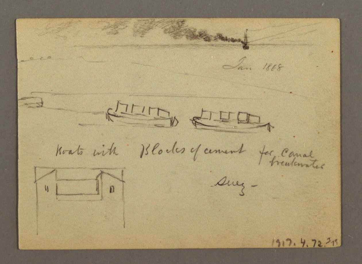 Teckning, Skisser från Mellanöstern, inklusive Suezkanalen, januari 1868 av Frederic Edwin Church