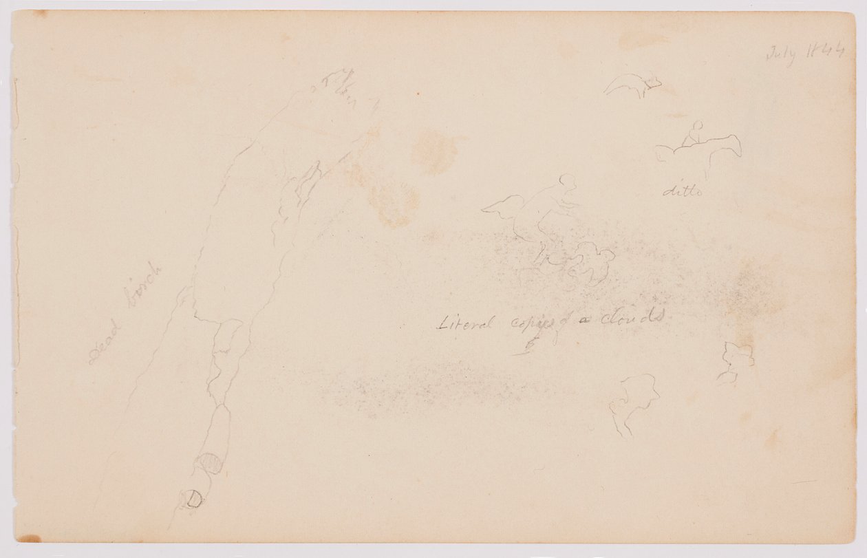 Teckning, Skisser av moln och död björk, juli 1844 av Frederic Edwin Church