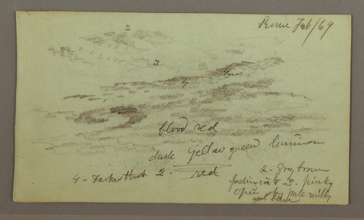 Teckning, Himmelsstudie, 1 februari 1869 av Frederic Edwin Church