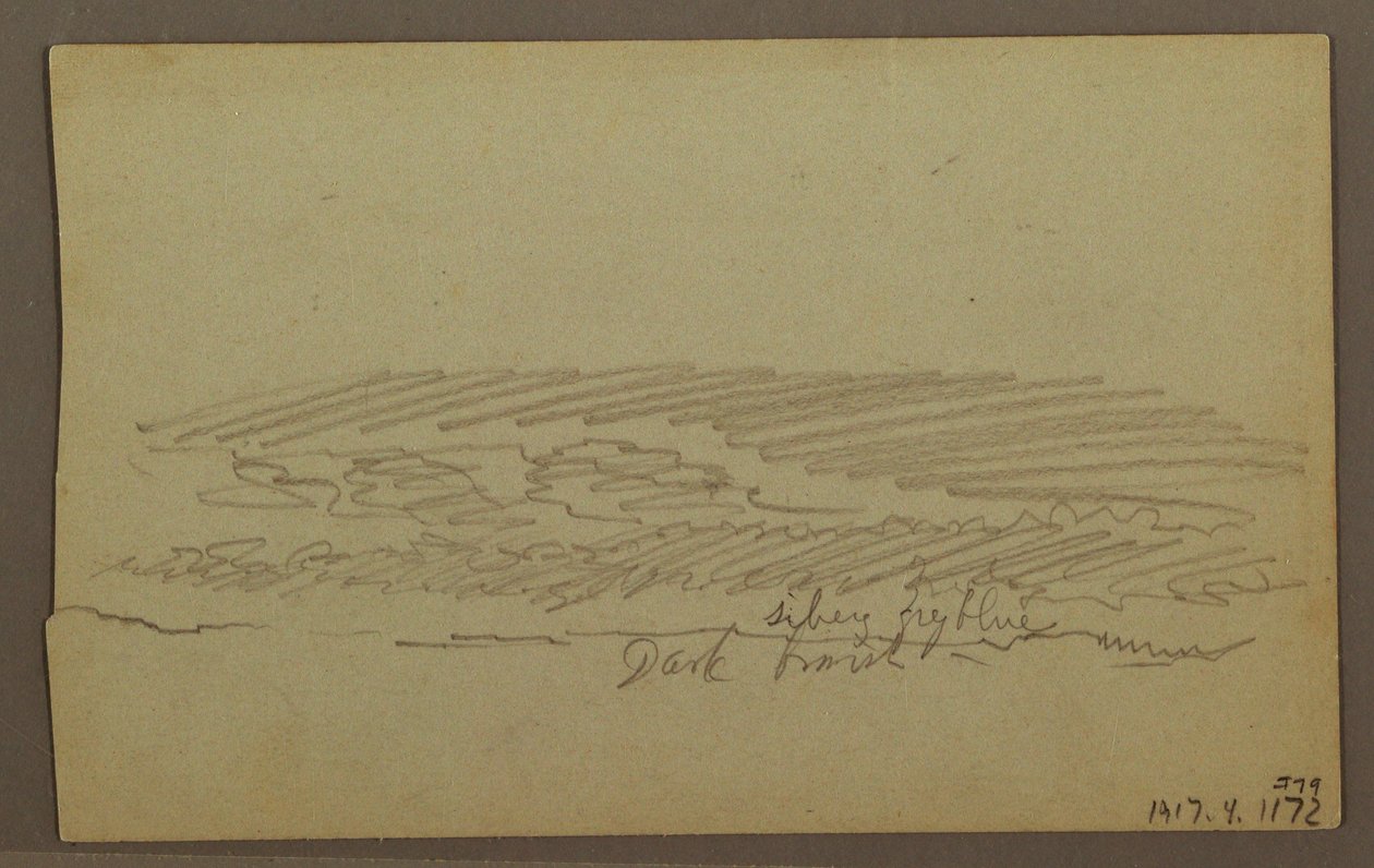 Teckning, Himmelstudie, bergsryggar, regnbåge, 1860-talet av Frederic Edwin Church