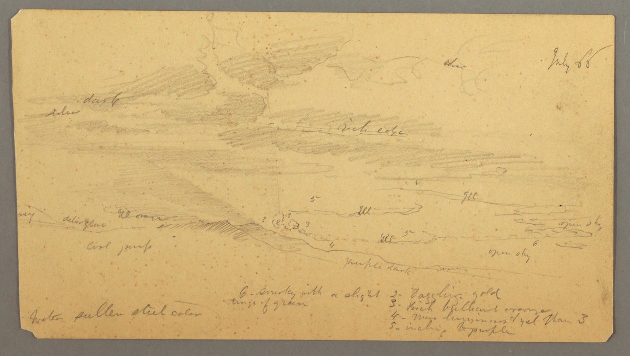 Teckning, Himmelsstudie över ås, juli 1866 av Frederic Edwin Church