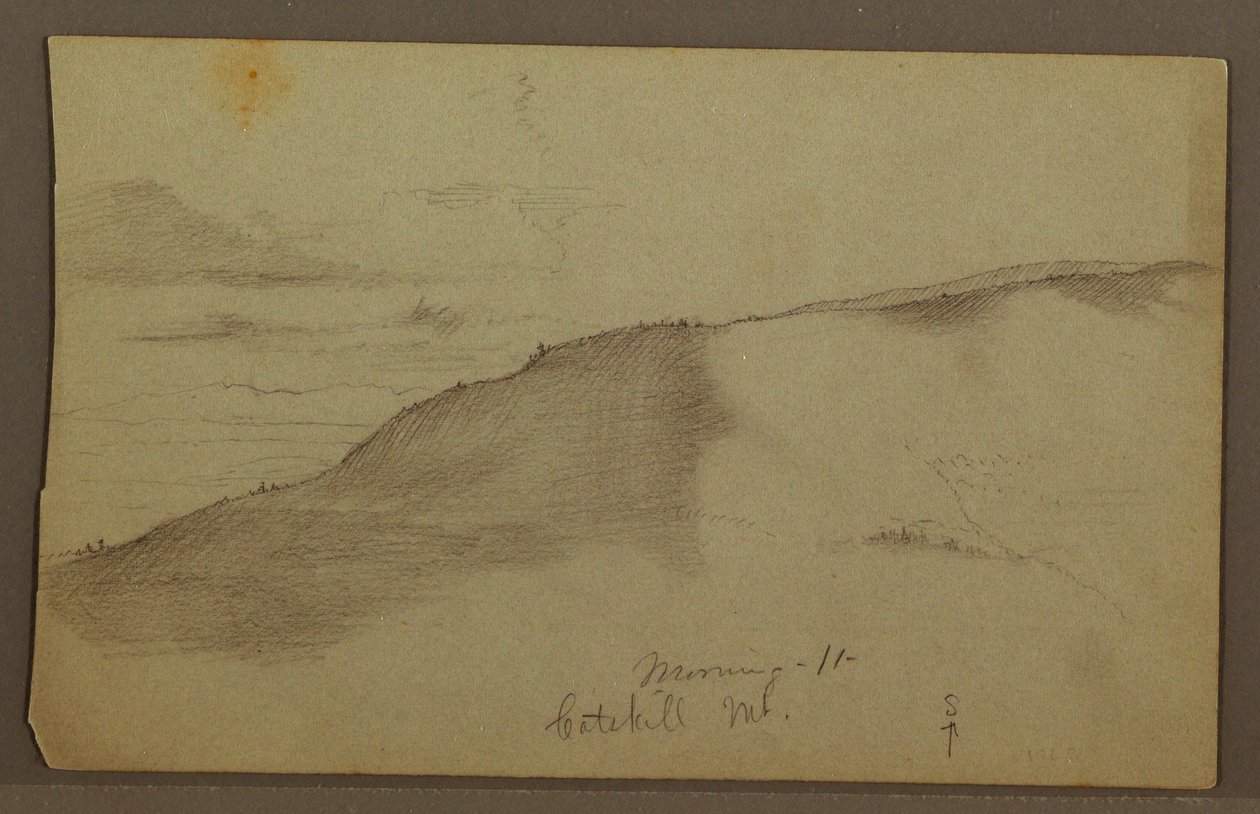 Teckning, sluttande berg, möjligen 1860-tal av Frederic Edwin Church