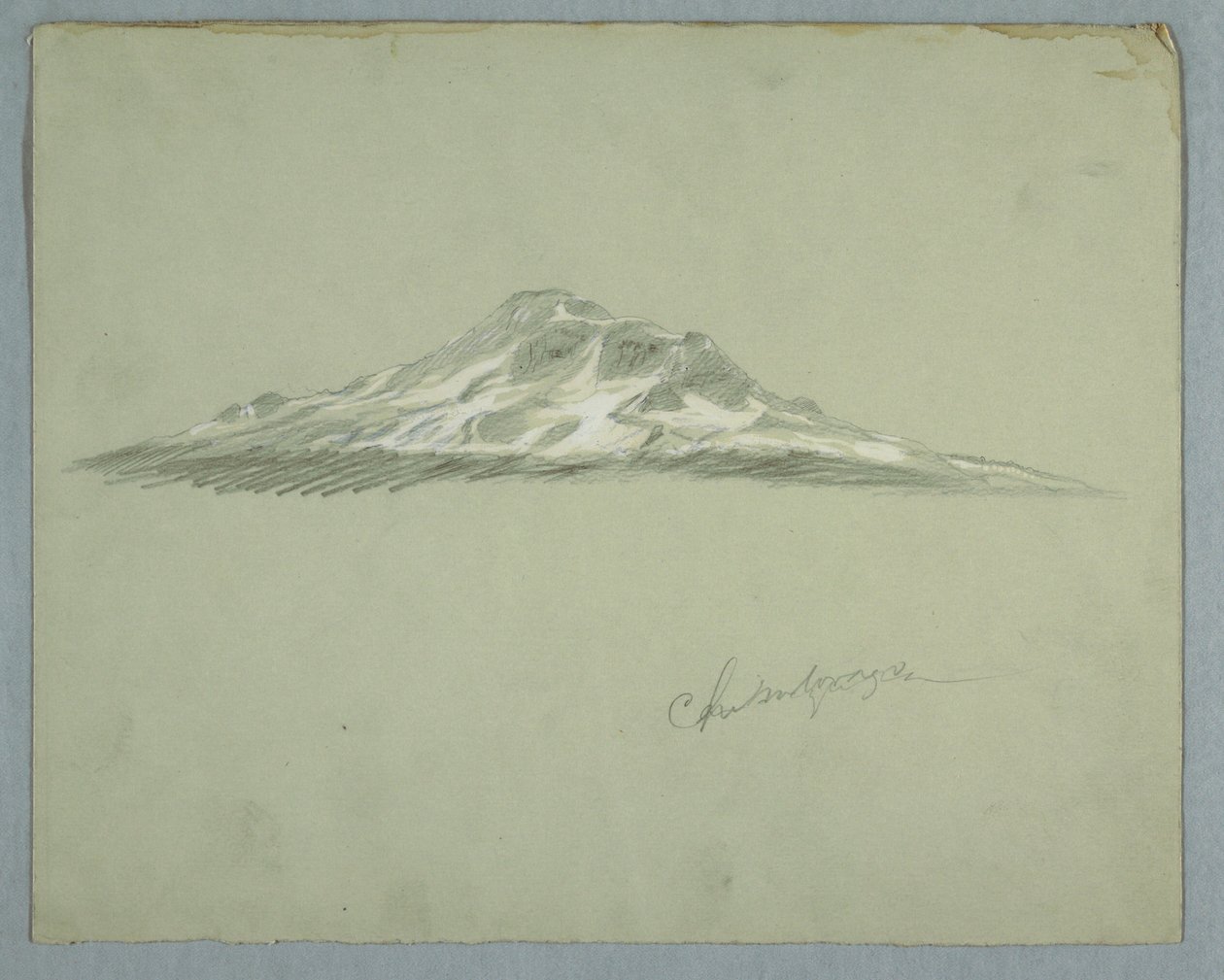 Teckning, Snötäckt topp på Mount Chimborazo, Ecuador, juli 1857 av Frederic Edwin Church