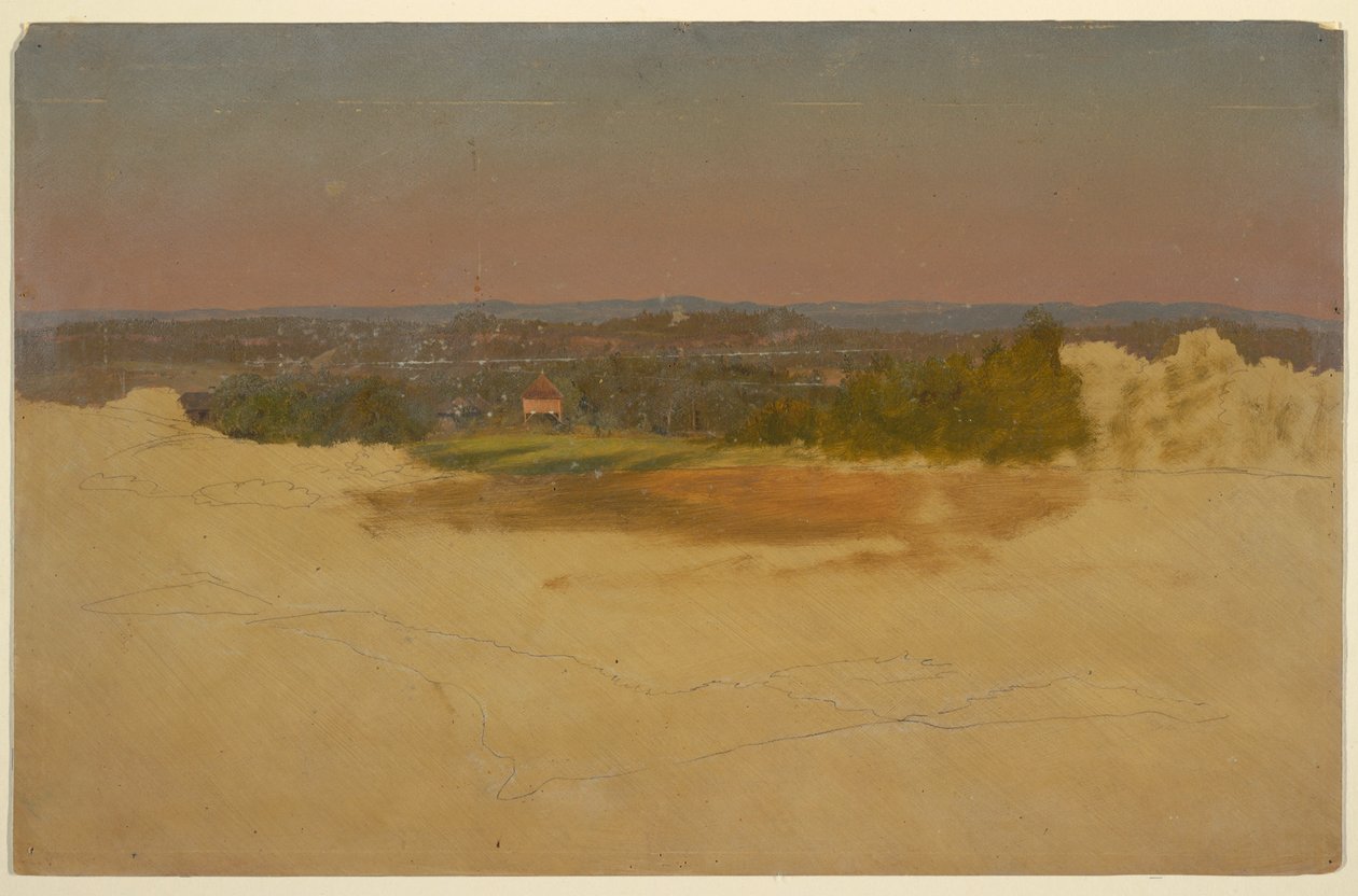 Teckning, Sydamerikanskt landskap, 1857 av Frederic Edwin Church