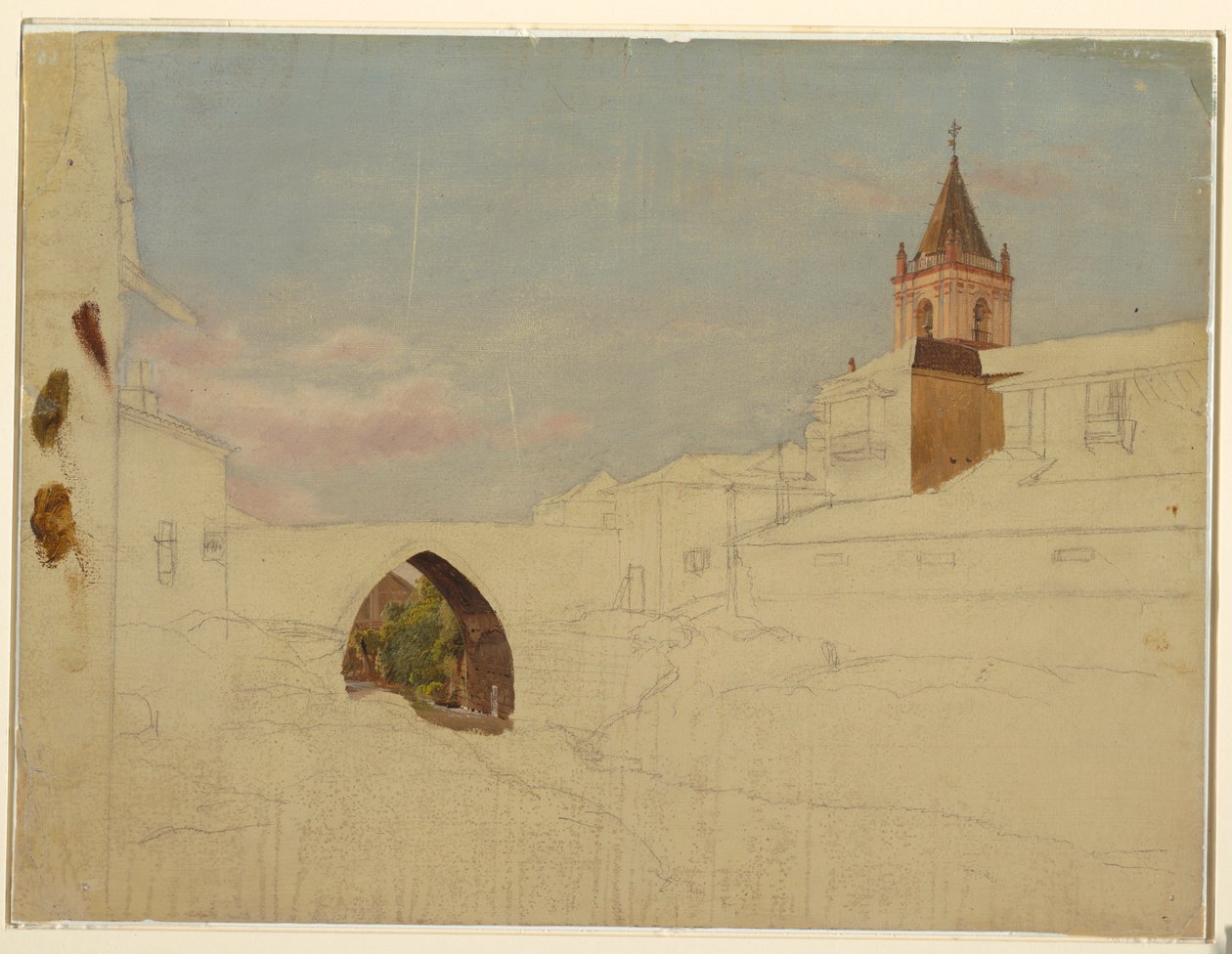 Teckning, Sydamerikansk stadsvy, 1857 av Frederic Edwin Church