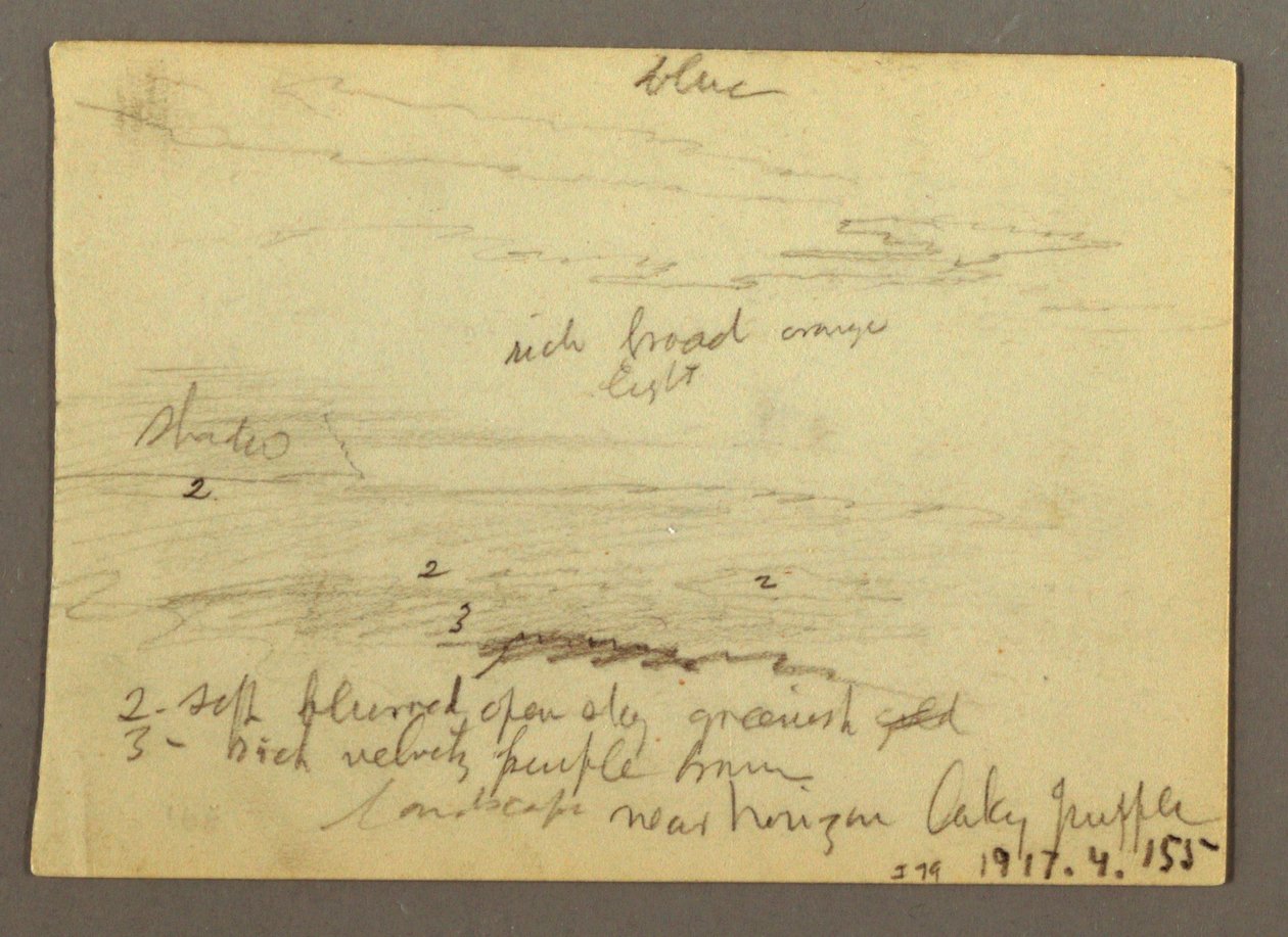 Teckning, Peterskyrkan sedd från norr mot Roms kullar och silhuett, januari 1869 av Frederic Edwin Church