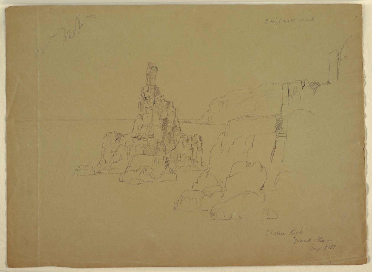 Ritning, "Statue Rock", september 1851 av Frederic Edwin Church