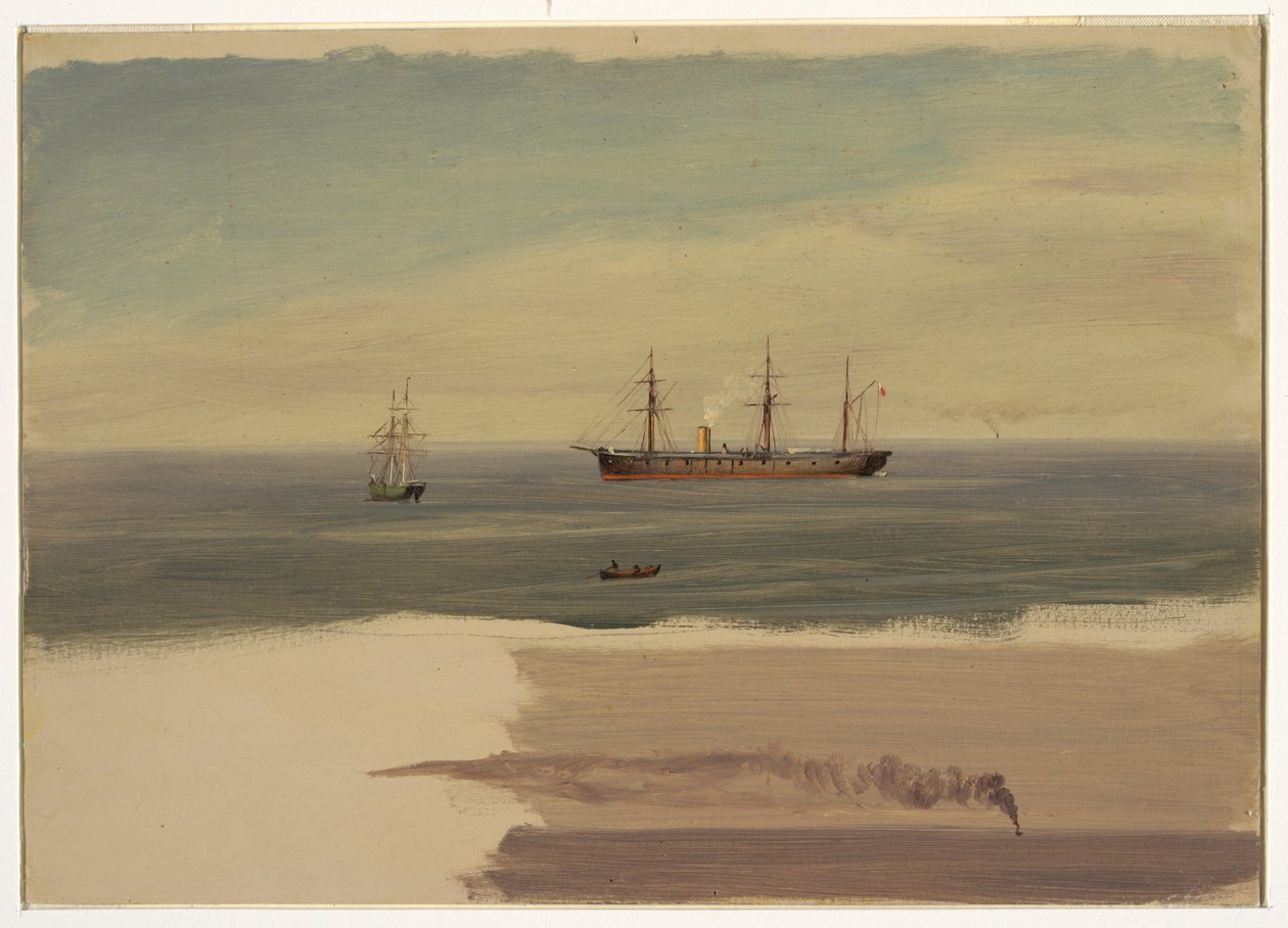 Ritning, Ångfartyg och segelfartyg, juli 1859 av Frederic Edwin Church