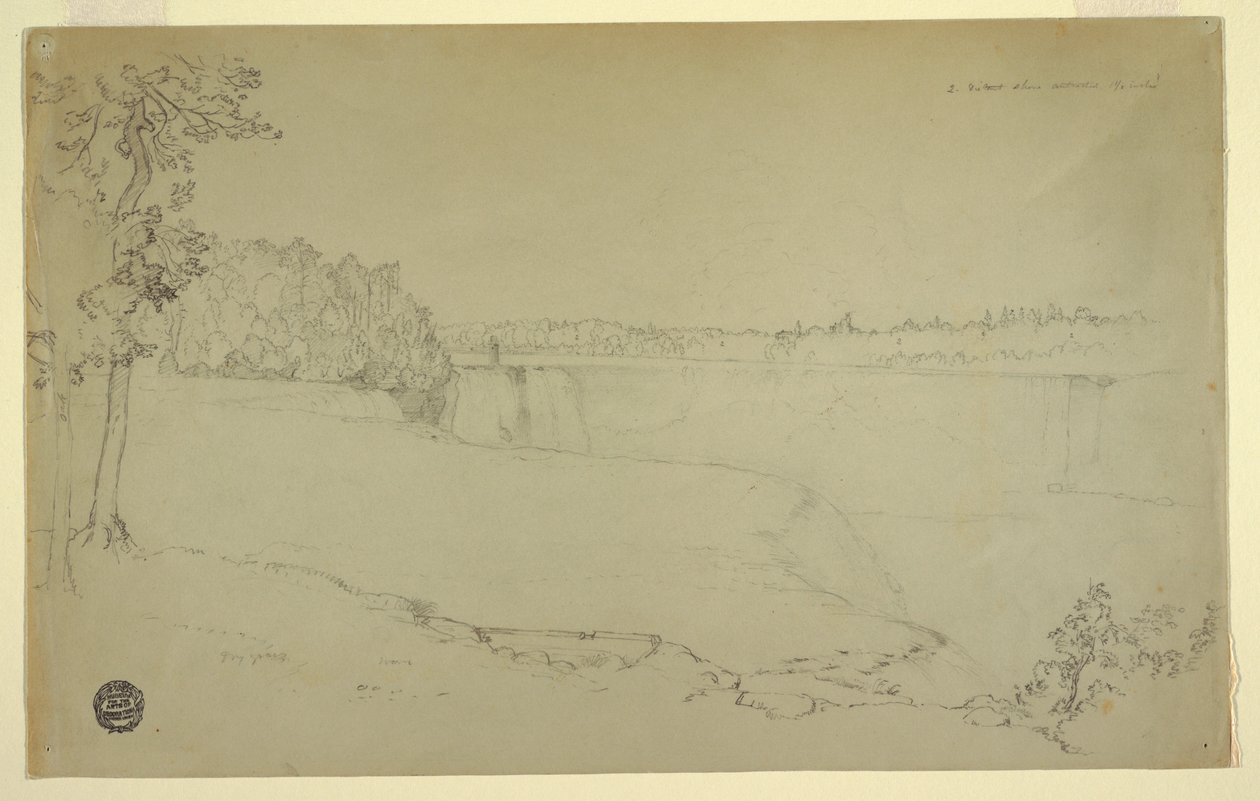Teckning, Studier. Niagarafallen, troligen 1856 av Frederic Edwin Church