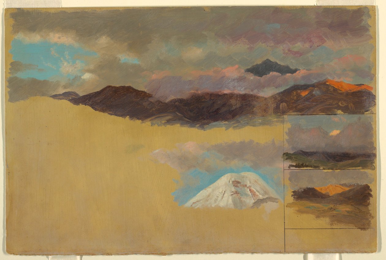Teckning, Studier av berget Chimborazo, Ecuador, 1857 av Frederic Edwin Church