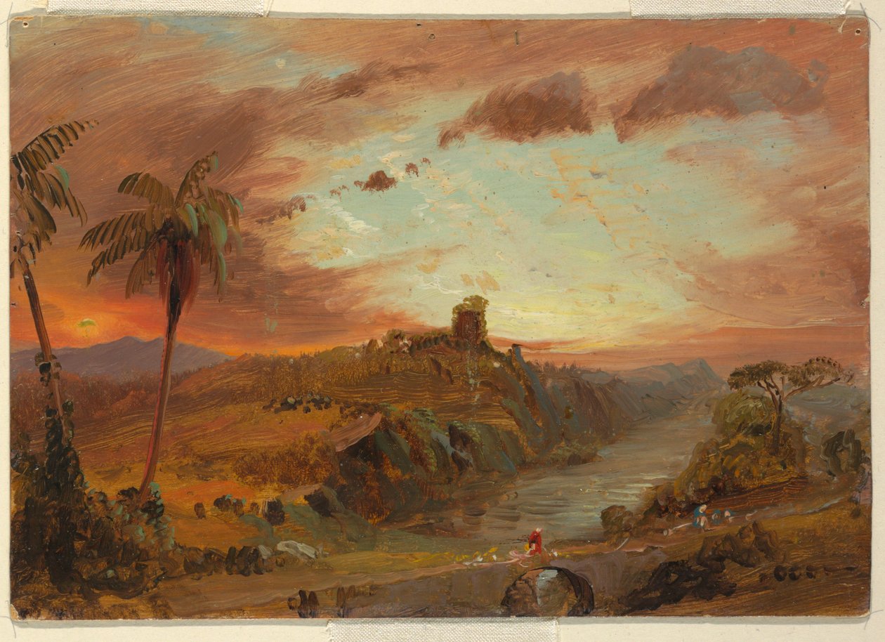Teckning, Studie till "Imaginary S. American Landscape", ca 1857 av Frederic Edwin Church