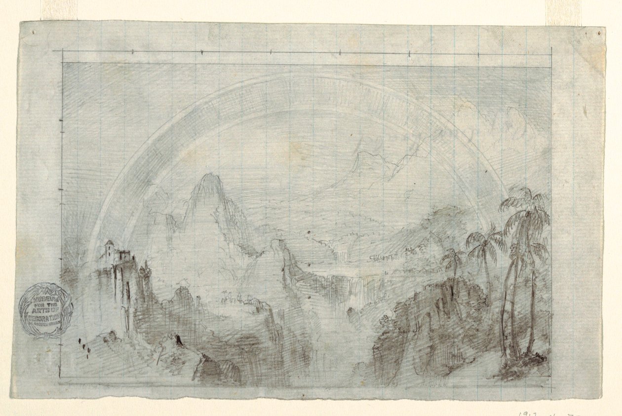 Teckning, studie till "Regnperiod i tropikerna", 1865-66 av Frederic Edwin Church