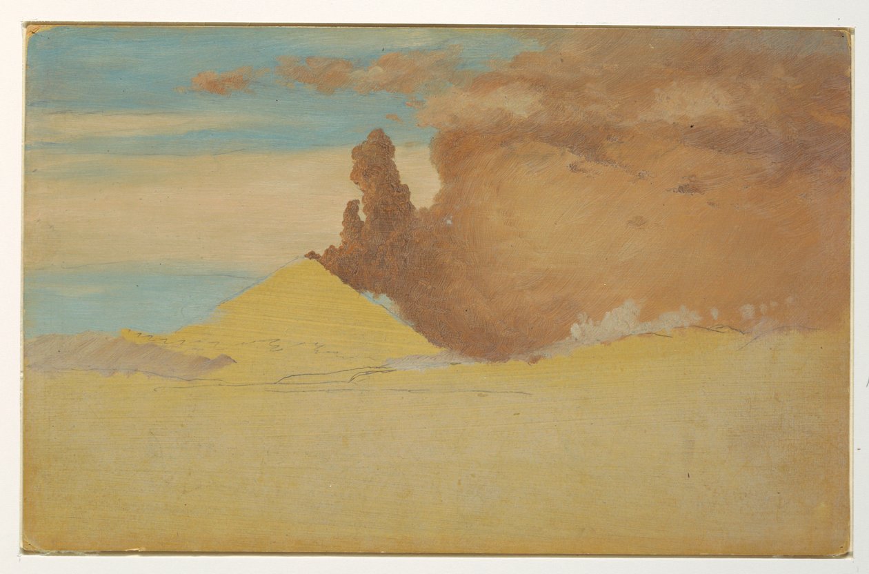 Teckning, studie av Cotopaxi, utbrott, Ecuador, 1853 av Frederic Edwin Church