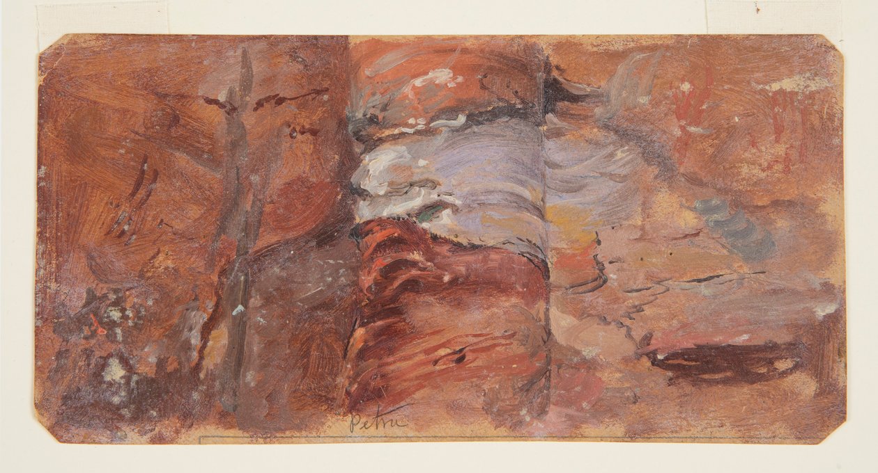Teckning, studie av klippor, Petra, februari 1868 av Frederic Edwin Church