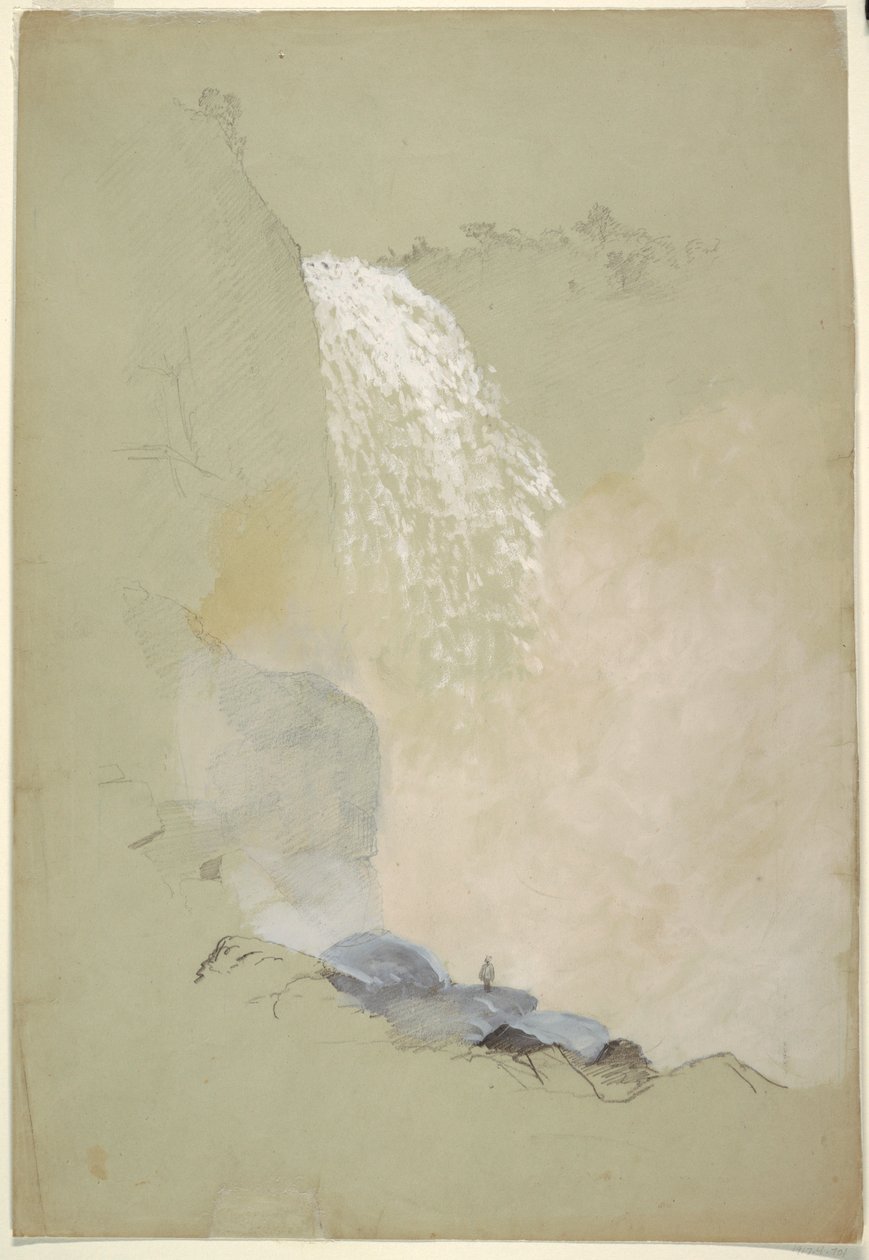Teckning, Studie av Tequendama Falls nära Bogotá, Colombia, juli 1853 av Frederic Edwin Church