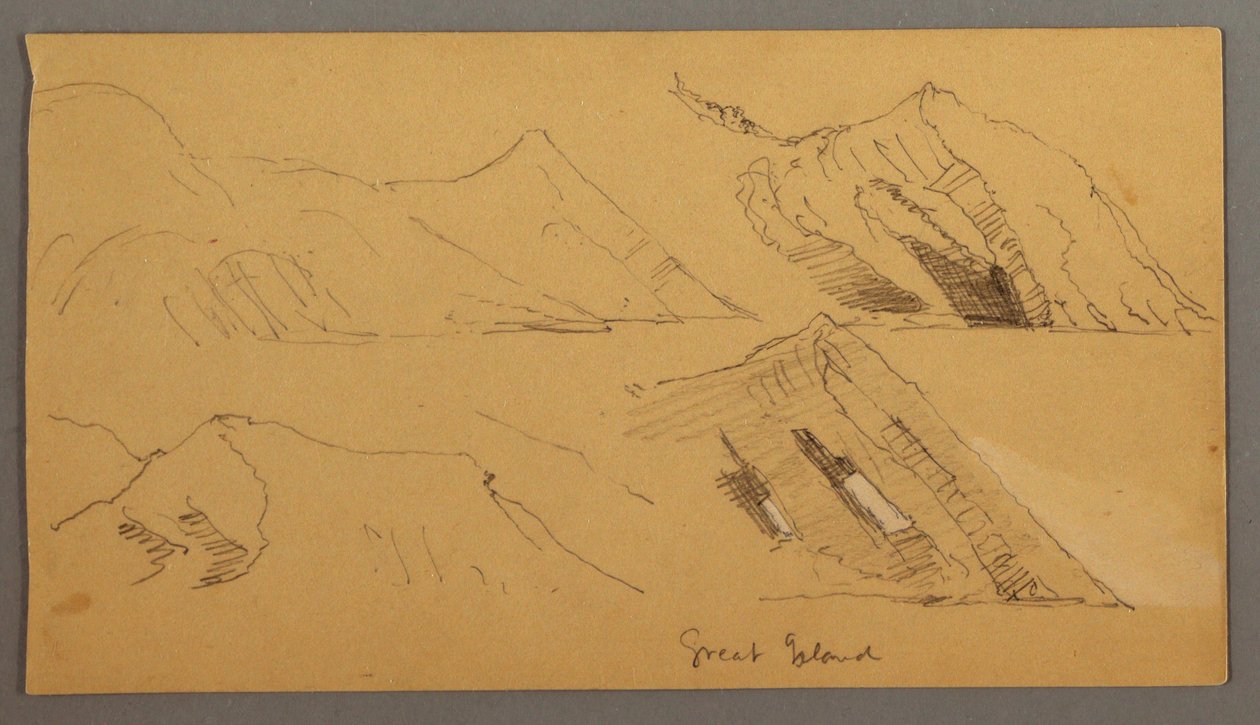 Teckning, Studie av bergsklippor, möjligen 1859 av Frederic Edwin Church